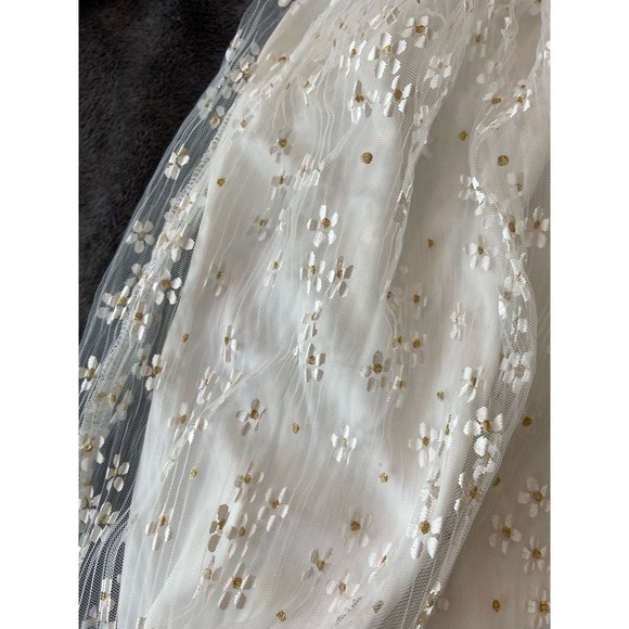 Lulus Daisy Floral Tulle Twist Back Skater Mini Dress White* Size Small WD29 - Picture 12 of 13